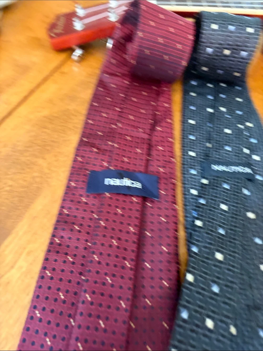 Nautica Men's Burgundy Dot Tie & Black Geometric Tie